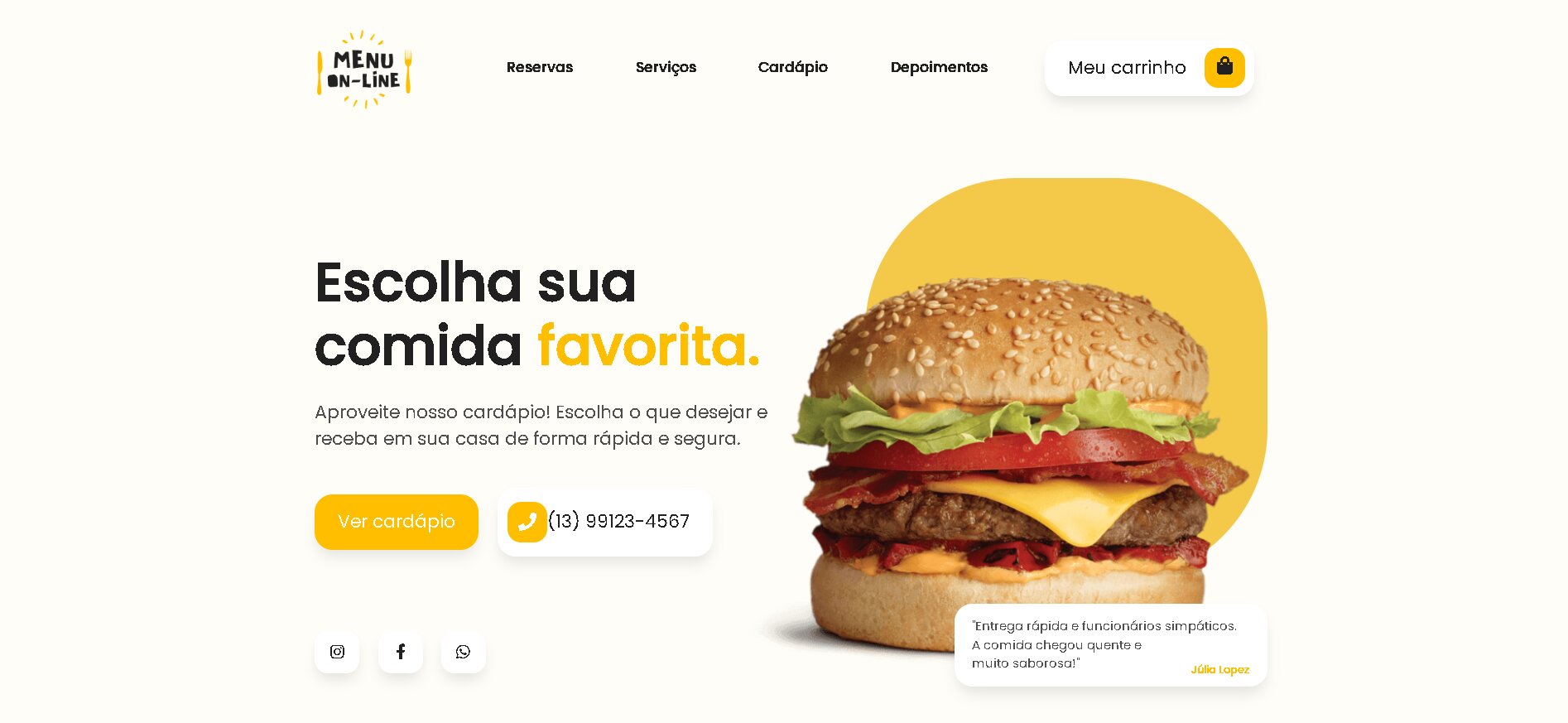 Imagem do projeto Menu On-line